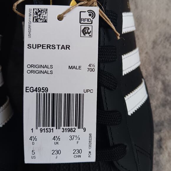 ADIDAS ORIGINALS SUPERSTAR BLACK WHITE EG4959 MEN'S 5 - Picture 12 of 13